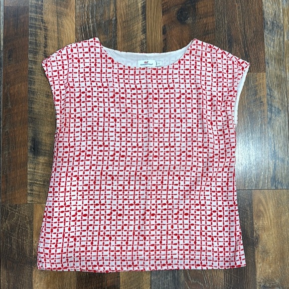 Vineyard Vines Red & White Silk Blouse - Picture 1 of 7